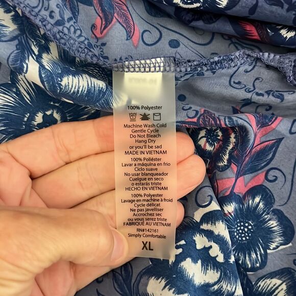 LuLaRoe Joy Vest Floral Patterned Blue Size XL - Picture 5 of 6